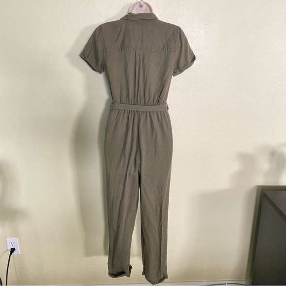 SO Olive Green utility Jumpsuit with Elastic Waist and Short Sleeves Size S - Picture 7 of 9